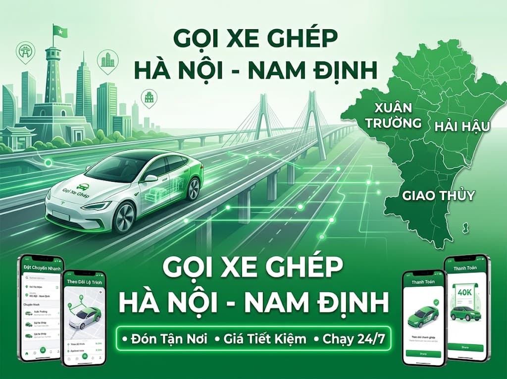 Gọi Xe Ghép Hà Nội - Nam Định — đón tận nơi, giá tiết kiệm, chạy 24/7
